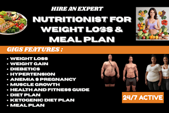 create custom healthy meal plan, diet recipe book, weight loss and weight gain