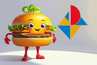 make burger mascot logo design without any copyright concept