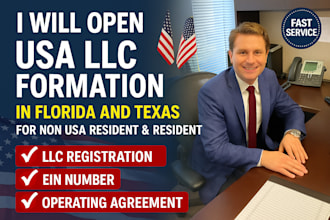 do USA llc formation in florida and texas for non USA resident and resident