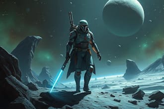 draw an fantasy or sci fi character and sci fi art