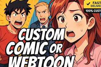 draw your story as custom comic webtoon manhwa cartoon anime style graphic book