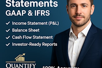 prepare gaap ifrs financial statements, balance sheet, pnl and cashflow