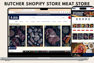 design butcher shopify store meat store seafood restaurant website