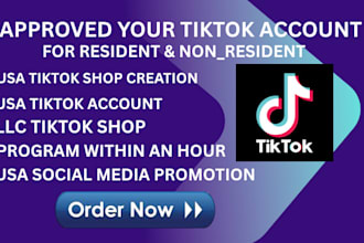 create USA tiktok account and tiktok shop