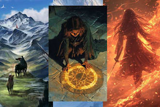 create fantasy cover art for romance and horror  book cover