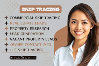 do commercial skip tracing, real estate lead generation, and property research