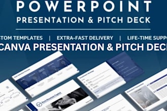 design your pitch deck in power point, google slides or canva