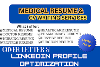 write a professional ats medical resume, nursing healthcare resume,  CV writing