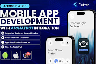 develop flutter app ios android UI, ai chatbot, store upload