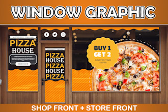 design eye catching window graphics, shop front, storefront signage