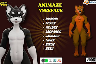 do realistic vrchat furry nsfw vtuber animaze vseesface streaming, game model