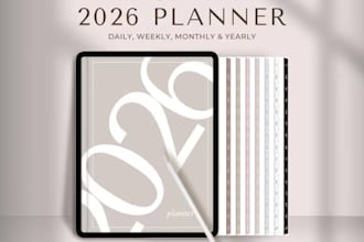 2026 undated digital planner, good note planner, daily and weekly planner mockup
