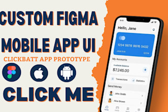 do figma mobile app UI UX design, app prototype and screen design