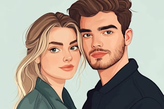 draw disney  couple cartoon portrait