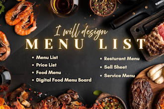 design modern restaurant menu, food menu, digital menu board, price list, sell