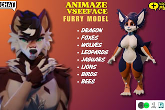 edit or create vrchat vtuber avatar with nsfw furry vrm model with vseeface