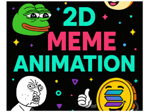 create 2d meme animation, meme art, meme coin video, solana meme viral meme
