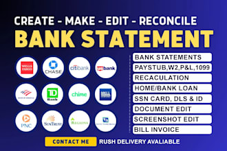 prepare bank reconciliation and financial statements for you