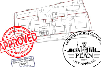 licensed land surveyor plan, drawing stamp for city approval