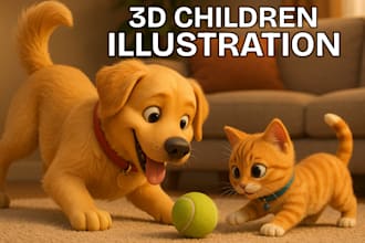 design stunning 3d children book illustrations and storybook art