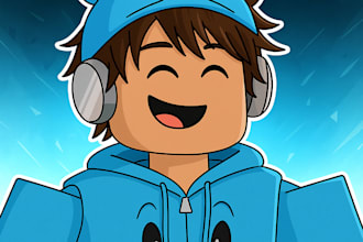 create a cool cartoony roblox 2d avatar profile picture