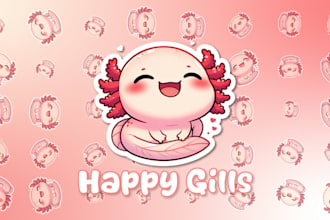 design a custom kawaii logo in cute chibi cartoon sticker style