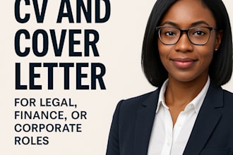 write a professional CV and cover letter for legal finance or corporate roles