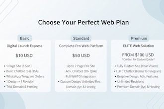create your modern website with whatsapp and telegram integration from 10 USD