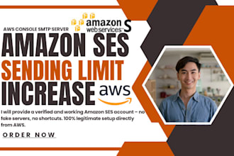fully setup AWS console with amazon ses sending limit increase smtp