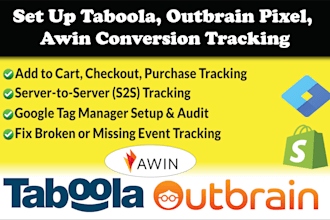 set up taboola pixel, outbrain pixel, awin conversion tracking by gtm