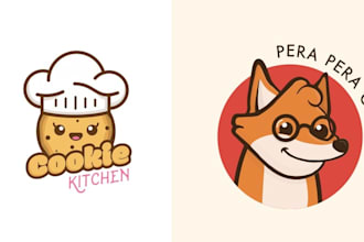 cute kawaii cartoon mascot logo design