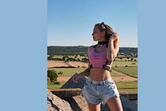 be brand female model for social media ads in english