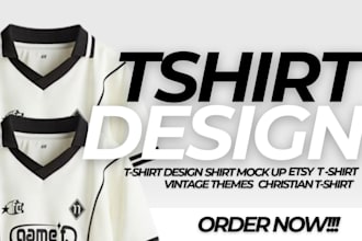 design vintage, christian t shirt with professional shirt mockups for etsy