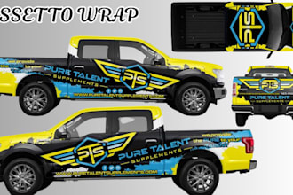 do car wrap trailer, food truck wrap, vehicle wrap design, vinyl wrap, assetto