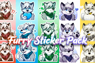 draw furry telegram sticker, animated furry nsfw character crypto sticker