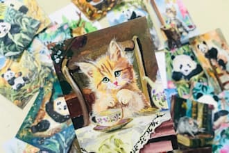 draw mini art using color pencil, gouache or watercolor by hand