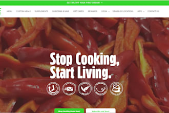 design meal prep store, catering website,food store, restaurant website