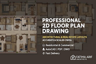 draft residential and commercial 2d floor plans in autocad