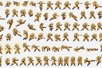 draw pixel art 2d sprite sheets and animated game characters