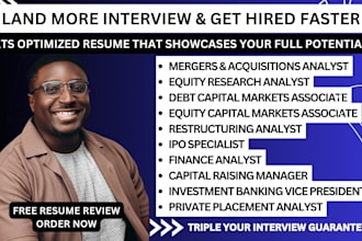 write resume for merger analyst dcm, ecm, investment banking and finance analyst