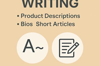 write product descriptions, bios, or articles in english or spanish