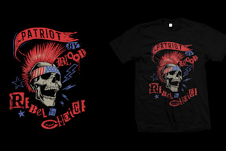 draw custom skull and skeleton art for t shirts logo design