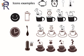 design 5 custom stylized icons for your brand or project
