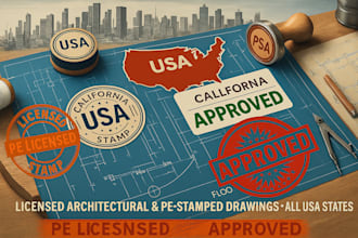 licensed architectural drawings and USA pe stamp in north carolina, new jersey