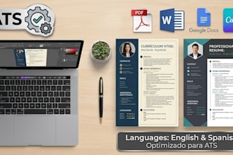 design a professional resume or CV in english and spanish