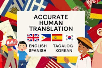 be your medium translator english, tagalog, spanish, korean