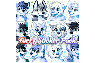 draw furry telegram sticker, animated furry nsfw character crypto sticker