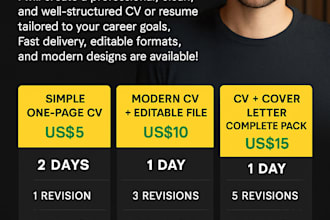 design a professional and modern resume or CV