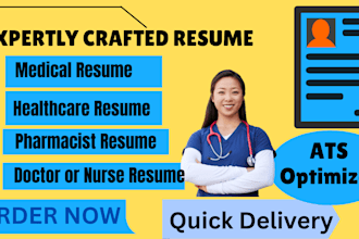 provide a professional medical resume, healthcare resume or nursing resume