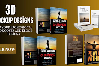 design book cover, ebook, amazon KDP cover with 3d mockup designs